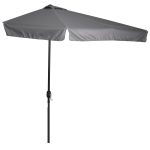 Outsunny 2.3m Half Round Parasol Umbrella Balcony Metal Frame Outdoor NO BASE Grey
