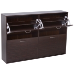 HOMCOM Shoe Cabinet, 120Lx24Wx81H cm, Particle Board-Dark Brown