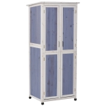 Outsunny Wooden Garden Cabinet 3-Tier Storage Shed Double-door Organizer w/ Hook Foot Pad