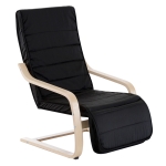 HOMCOM Wooden Lounger Chair Rocking Armchair with Adjustable Footrest Black