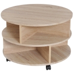 HOMCOM 2-Tier Round Side End Coffee Table, Φ60x39.5H cm-Cement Colour(c-2)