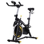 HOMCOM Steel Flywheel Belt Drive Exercise Bike Cardio Workout with LCD Black/Yellow