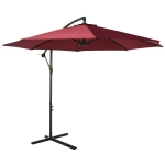 Outsunny Cantilever Umbrella Parasol Hanging Banana Steel Dark Green 3M Patio Wine Red