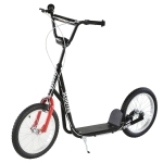 HOMCOM 90-96cm Kids Kick Scooter w/ Adjustable Handlebar Inflatable Wheels Brakes Black