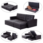 HOMCOM PU Leather Sofa Bed-Black(c-2)