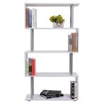 HOMCOM Particle Board S-Shaped Asymmetrical Bookshelf Unit Walnut(c-3)