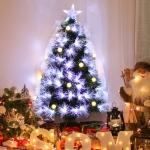 HOMCOM 3ft White Light Artificial Christmas Tree w/ 90 LEDs Star Topper Tri-Base