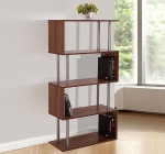 HOMCOM Particle Board S-Shaped Asymmetrical Bookshelf Unit Walnut(c-2)