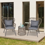 Outsunny 2 Seater Outdoor Patio Set 2 Chairs 1 Coffee Table Garden Balcony Deck