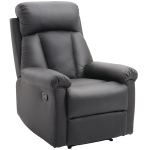 HOMCOM Poltrona Relax Reclinável Estofado em PU Poltrona de Sala de Estar com Apoio para os Pés Retrátil Encosto Alto Apoio para os Braços e Assento Acolchoado Grosso 80x97x107cm Preto