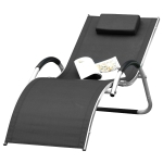 Outsunny Portable Folding Adjustable Sun Beach Lounger Camping Cot Grey(c-1)