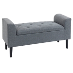HOMCOM Banco para Pé de Cama Acolchoado com Espaço de Armazenamento Banco Multifuncional com Braços Tampa e Pés de Madeira para Dormitórios Sala de Estar 116x44x58 cm Cinza