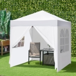 Outsunny 2m x 2m Garden Pop Up Gazebo Marquee Party Tent Wedding Awning Canopy New With free Carrying Case White + Removable 2 Walls 2 Windows