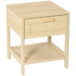 HOMCOM Nightstand with Rattan Drawer and Storage Shelf, Bedside End Table for Bedroom, Living Room(c-2)