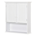 Kleankin Armário Casa de Banho com 2 Portas Prateleira Interior Ajustável e Compartimento Aberto Móvel Auxiliar Suspenso Multiúso para Cozinha 60x20x70,5cm Branco