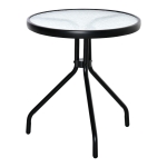 Outsunny Mesa de Jardim Redonda Mesa de Exterior com Bancada de Cristal Decorativo e Estrutura de Metal para Pátio Terraço Balcão Ø50x55 cm Preto