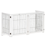 PawHut Barreira de Segurança Dobrável para Cães Barreira de Proteção com 4 Painéis para Animais de Estimação com Pés para Portas Escadas Corredores 264x35,5x77cm Branco