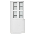 HOMCOM Modern Bookcase with Doors, Display Storage Cabinet with Adjustable Shelves for Living Room, Study, Office, White