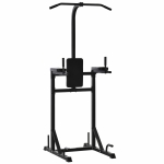 HOMCOM Estação de Musculação Torre Multifuncional com Barra de Flexões Estrutura de Aço para Treinar em Academia Casa Carga Máxima 120kg 110x97x227cm Preto