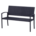 Outsunny Patio Rattan 2 Seater Garden Bench Wicker Weave Love Seater Armchair Furniture Outdoor Garden Conservatory Chair Black