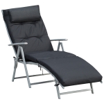 Outsunny Textilene Sun Lounger Recliner Chair Patio Foldable Garden 7 Levels Adjustable with Seat Cushion and Pillow