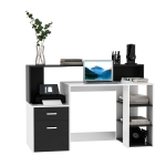 HOMCOM Bureau Informatique Meuble de Bureau pour Ordinateur Multimédia Design Multi-Rangements 104 x 55 x 92 cm Noir et Blanc