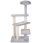 PawHut Árbol Rascador para Gatos Rascador de Gatos Barato con Altura Ajustable Múltiples Plataformas Cuevas Cestas y Escaleras de Sisal Natural y Felpa 60x45x240-260 cm Gris Oscuro(c-3)