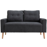 HOMCOM Canapé 2 Places Design scandinave dim. 145L x 76l x 88H cm Pieds Bois Massif Tissu Gris foncé