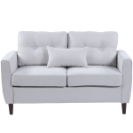 Canapé 2 places grand confort coussin déco. Inclus tissu lin gris clair