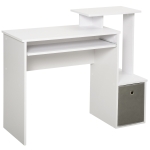 HOMCOM Computer Desk PC Table Modern Home Office Writing Workstation Furniture Printer Shelf Rack w/ Storage Drawer & Shelves (BLACK)(c-3)