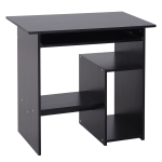 HOMCOM Compact Small Computer Table Wooden Desk Keyboard Tray Storage Shelf Modern Corner Table Home Office Black(c-2)