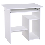 HOMCOM Compact Small Computer Table Wooden Desk Keyboard Tray Storage Shelf Modern Corner Table Home Office Black(c-1)