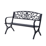Outsunny Garden Bench Porch Chair Outdoor Park Loveseat Steel Black Patio(c-2)