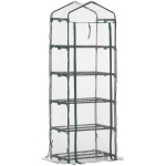 Outsunny Estufa de Jardim Vertical 69x49x193cm com 5 Prateleiras Estufa para Plantas e Cultivos com Cobertura Transparente e Verde de PVC e Aço Preto