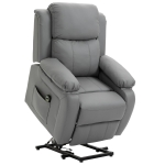 HOMCOM Poltrona Relax Levanta Pessoas com Controle Remoto Reclinação Elétrica de 160° Apoio para os Pés Encosto Estofado em PU e Bolsos Laterais 76x90x105cm Cinza