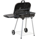 Outsunny Portable Charcoal Steel Grill BBQ Outdoor Picnic Camping Backyard w/ Wheels Cooking Heat Control Shelves Smoker