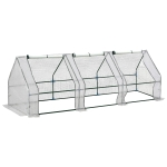Outsunny Estufa de Jardim Terraço 270x90x90 cm Tipo Casa Tubo de Aço com 3 Janelas Estufa Pequena para Cultivo de Plantas Branco Translúcido