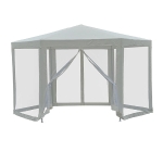 Outsunny Netting Gazebo Hexagon Tent Patio Canopy Outdoor Shelter Party Activities Shade Water Resistant (Creamy White)