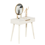 HOMCOM Dressing Table for Bedroom Dressing Table Vanity Table with Mirror Drawer Light Luxury Style MDF Pine Wood Pink 76 x 48 x 123.5 cm(c-1)
