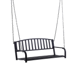 Outsunny Garden Outdoor Solid Metal 2-Seater Swing Chair Hanging Hammock Garden Furniture Balcony White - 118Lx 58W x 57H cm(c-2)