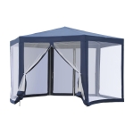 Outsunny Netting Gazebo Hexagon Tent Patio Canopy Outdoor Shelter Party Activities Shade Water Resistant (Blue)