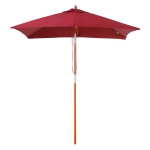 Outsunny Wooden Patio Umbrella Market Parasol Outdoor Sunshade 6 Ribs Wine Red