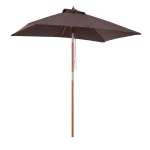 Outsunny Wooden Patio Umbrella Market Parasol Outdoor Sunshade 6 Ribs Coffee