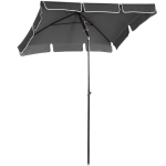 Outsunny Aluminium Sun Umbrella Parasol Patio Garden Rectangular Tilt 2M x 1.25M Off-White(c-1)