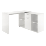 HOMCOM MDF Dual-use Adjustable Large L-Shaped Computer Desk Laptop Workstation Corner PC Table Home Office Functional Spacious Modern Stylish - White