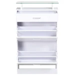Armoire à Chaussures HOMCOM 2 Portes Abattantes - Blanc Chêne, 2 Compartiments Avec Plateau Supérieur