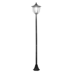 Outsunny Farola Solar con Cargador Solar portátil Protección al Ambiente 6 LED Encendido Automático de 6-8 Horas Instalar Fácil Negro 26,5x177cm DiámxAL