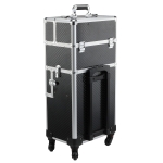 HOMCOM Maleta de Maquillaje Profesional Maletín de Comésticos Desmontable con Ruedas Omnidireccionales con Cerradura 36x24x79cm