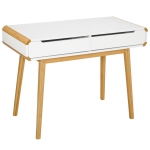 HOMCOM Computer Writing Desk Workstation with Drawer, Storage Compartments, Cable Management, Laptop Table Metal Frame Oak and White(c-2)