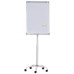 Vinsetto Pizarra Magnética con Ruedas Rotafolio con Caballete Móvil Ajustable en Altura Giratorio 360° Bandeja 5 Ruedas y Frenos Soporte de Metal 62x60x162-194 cm Blanco